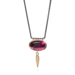  Pink Tourmaline Pendant on an  Oxydised Chain