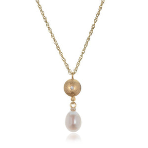 Oval Fresh Water Pearl and Diamond Pendant