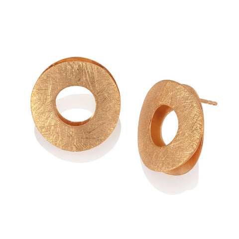 Gold Plated Double Disc Ear Studs