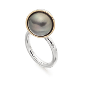 Black Tahitian Pearl and Diamond Ring