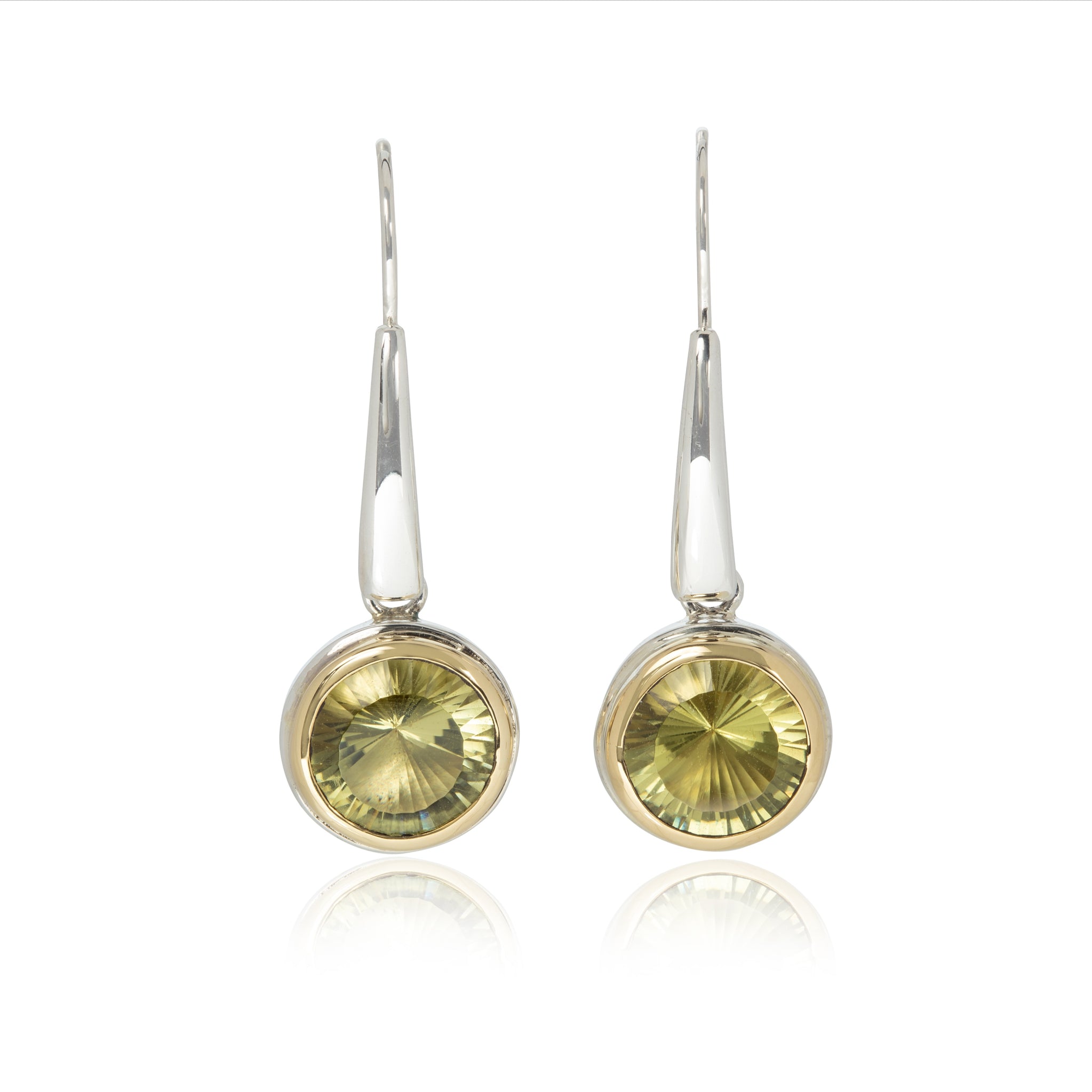 Stunning Concave cut Citrine Earrings in 22ct Gold & Sterling Silver