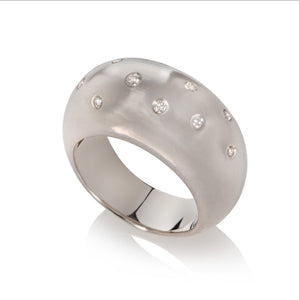 Bulbous Sterling Silver  Ring with Diamonds